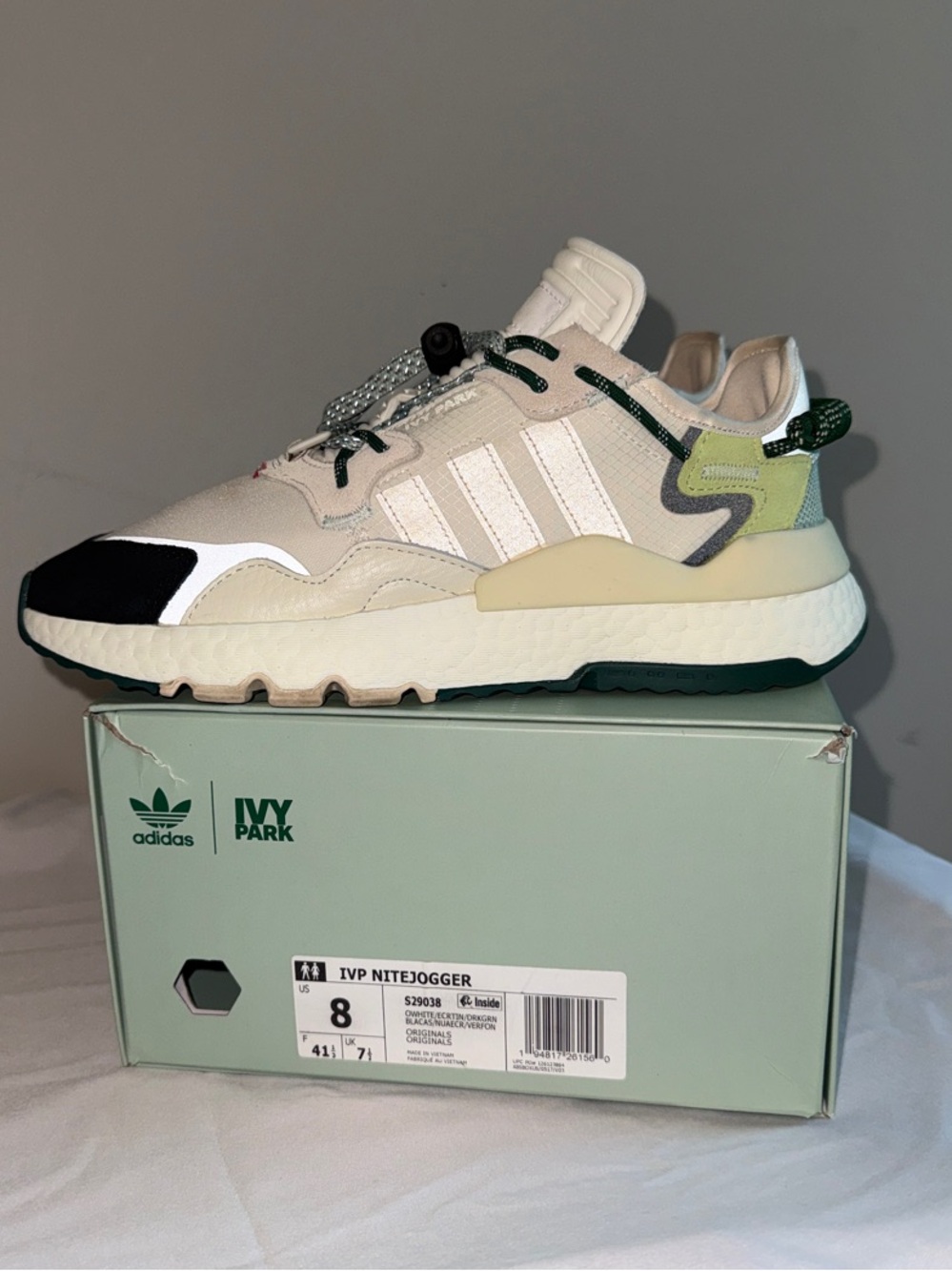 IVY PARK White, Green, and Black Nitejogger Sneakers